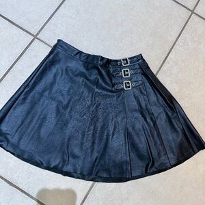 Superdown Leather Skater Skirt Black - Size XS